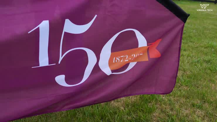 Flags and banners installed in observance of  sesquicentennial celebration
