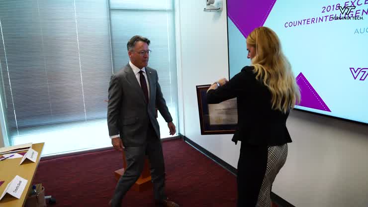 President Tim Sands remarks on Virginia Tech receiving award for Excellence in Counterintelligence