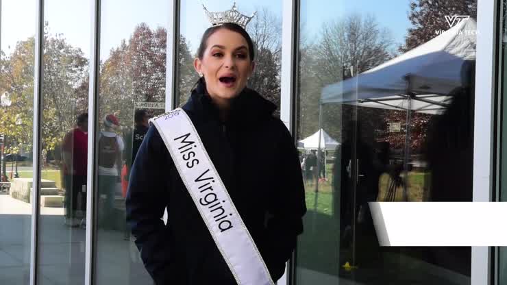 Miss Virginia, Camille Schrier, speaks at the VT Science Festival